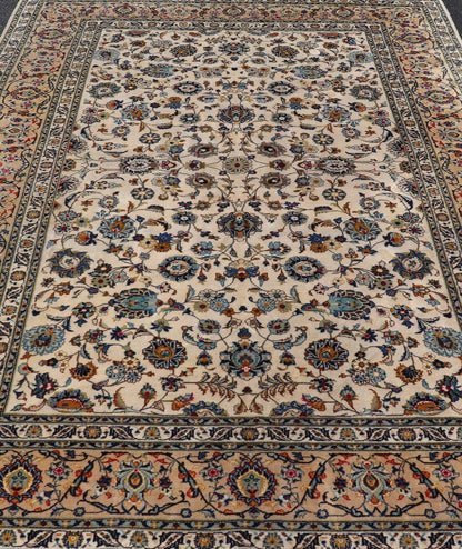 Measures: 7'3 x 11'1 Persian Fine Kashan by Keivan Woven Arts with Intricate Floral Motifs. Keivan Woven Arts/rug /DSP - 24021, country of origin / type: Iran / Kashan, circa 1940. Finely woven Persian Kashan filled with flowers, paisleys shr... - Keivan Woven ArtsDSP - 24021 - 26070