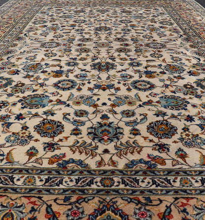 Measures: 7'3 x 11'1 Persian Fine Kashan by Keivan Woven Arts with Intricate Floral Motifs. Keivan Woven Arts/rug /DSP - 24021, country of origin / type: Iran / Kashan, circa 1940. Finely woven Persian Kashan filled with flowers, paisleys shr... - Keivan Woven ArtsDSP - 24021 - 26070