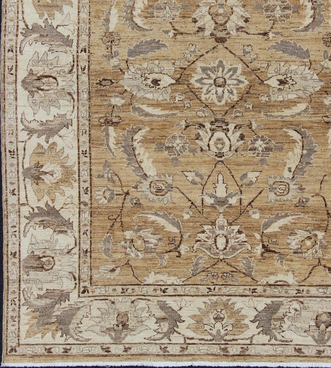 Cream and brown earth tone Afghan floral rug, Keivan Woven Arts / DSP - BC11322 country of origin / type: Afghan / circa 1980. Measures: 8' x 10'2" This elegantly handwoven hand woven rug is from Afghanistan and woven from the finest wool t... - Keivan Woven ArtsDSP - BC11322 - 4100Rug