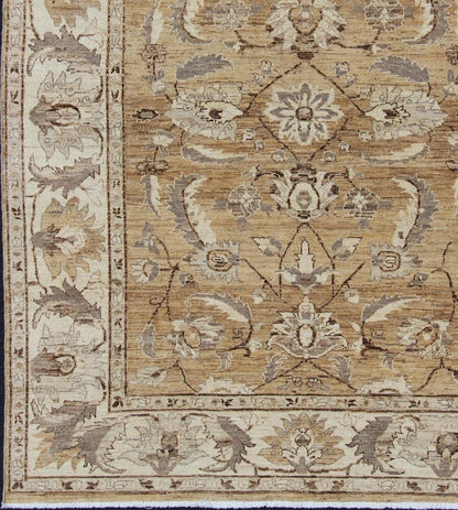 Cream and brown earth tone Afghan floral rug, Keivan Woven Arts / DSP - BC11322 country of origin / type: Afghan / circa 1980. Measures: 8' x 10'2" This elegantly handwoven hand woven rug is from Afghanistan and woven from the finest wool t... - Keivan Woven ArtsDSP - BC11322 - 4100Rug