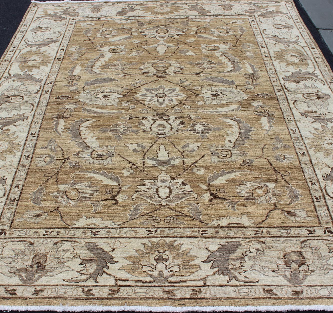 Cream and brown earth tone Afghan floral rug, Keivan Woven Arts / DSP - BC11322 country of origin / type: Afghan / circa 1980. Measures: 8' x 10'2" This elegantly handwoven hand woven rug is from Afghanistan and woven from the finest wool t... - Keivan Woven ArtsDSP - BC11322 - 4100Rug