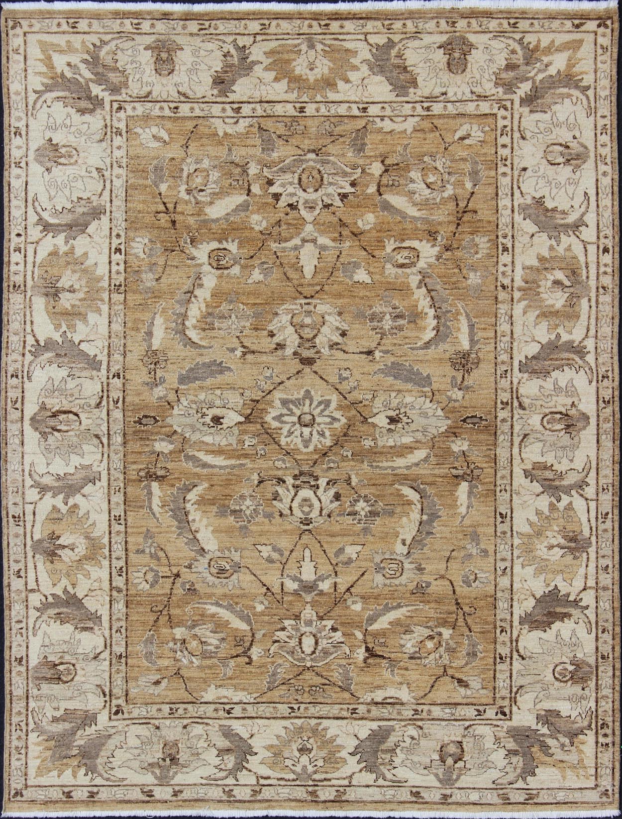 Cream and brown earth tone Afghan floral rug, Keivan Woven Arts / DSP - BC11322 country of origin / type: Afghan / circa 1980. Measures: 8' x 10'2" This elegantly handwoven hand woven rug is from Afghanistan and woven from the finest wool t... - Keivan Woven ArtsDSP - BC11322 - 4100Rug