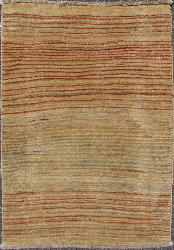 Minimalist Design Vintage Gabbeh Rug With All - Over Stripe Design in Multi - Colors. Muted Colors Afghan Gabbeh design Rug With All - Over Design of stripes Afghan tribal Rug, DSP - BC11502 country of origin / type: Afghan /, circa 1980. This m... - Keivan Woven ArtsDSP - BC11502 - 4341Rug