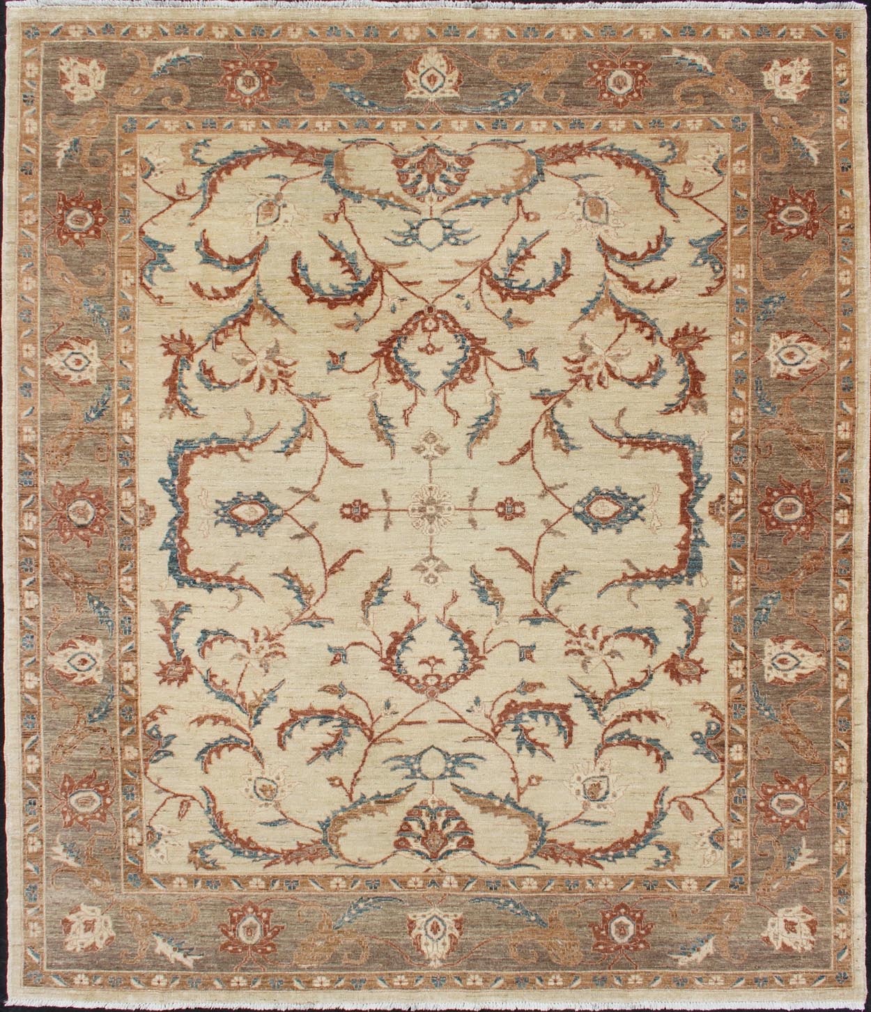 Tabriz design from Afghanistan with all - over floral design in taupe and cream. Keivan Woven Arts / rug DSP - BC11593, country of origin/ type: Afghanistan / Tabriz, late 20th century Measures: 8'1 x 9'8. This with a sophisticated, all - over design f... - Keivan Woven ArtsDSP - BC11593 - 4110Rug