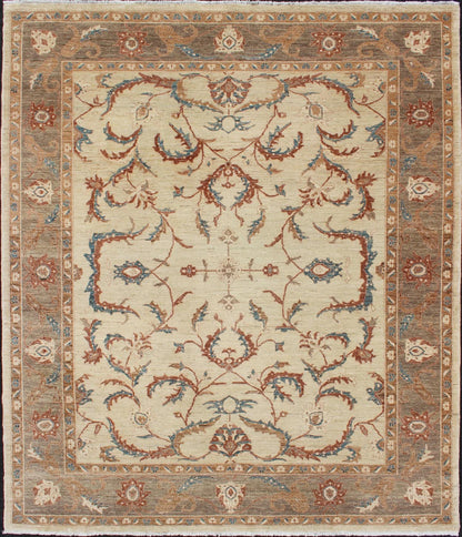 Tabriz design from Afghanistan with all - over floral design in taupe and cream. Keivan Woven Arts / rug DSP - BC11593, country of origin/ type: Afghanistan / Tabriz, late 20th century Measures: 8'1 x 9'8. This with a sophisticated, all - over design f... - Keivan Woven ArtsDSP - BC11593 - 4110Rug