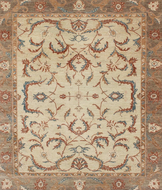 Tabriz design from Afghanistan with all - over floral design in taupe and cream. Keivan Woven Arts / rug DSP - BC11593, country of origin/ type: Afghanistan / Tabriz, late 20th century Measures: 8'1 x 9'8. This with a sophisticated, all - over design f... - Keivan Woven ArtsDSP - BC11593 - 4110Rug