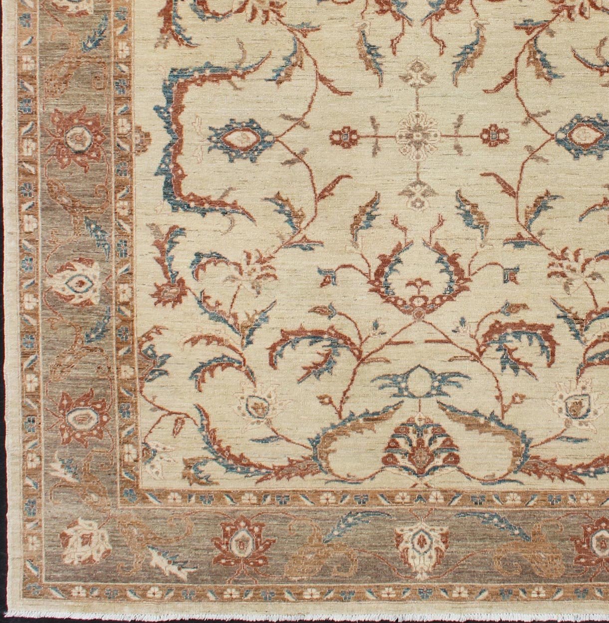 Tabriz design from Afghanistan with all - over floral design in taupe and cream. Keivan Woven Arts / rug DSP - BC11593, country of origin/ type: Afghanistan / Tabriz, late 20th century Measures: 8'1 x 9'8. This with a sophisticated, all - over design f... - Keivan Woven ArtsDSP - BC11593 - 4110Rug