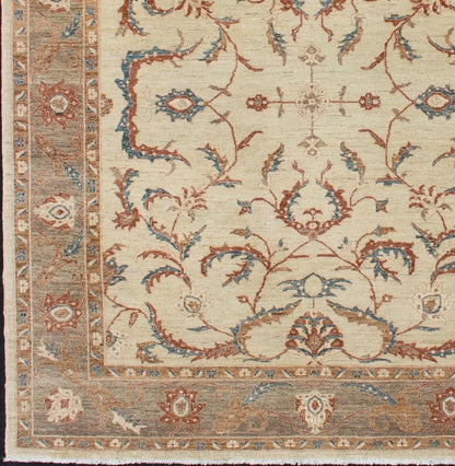 Tabriz design from Afghanistan with all - over floral design in taupe and cream. Keivan Woven Arts / rug DSP - BC11593, country of origin/ type: Afghanistan / Tabriz, late 20th century Measures: 8'1 x 9'8. This with a sophisticated, all - over design f... - Keivan Woven ArtsDSP - BC11593 - 4110Rug