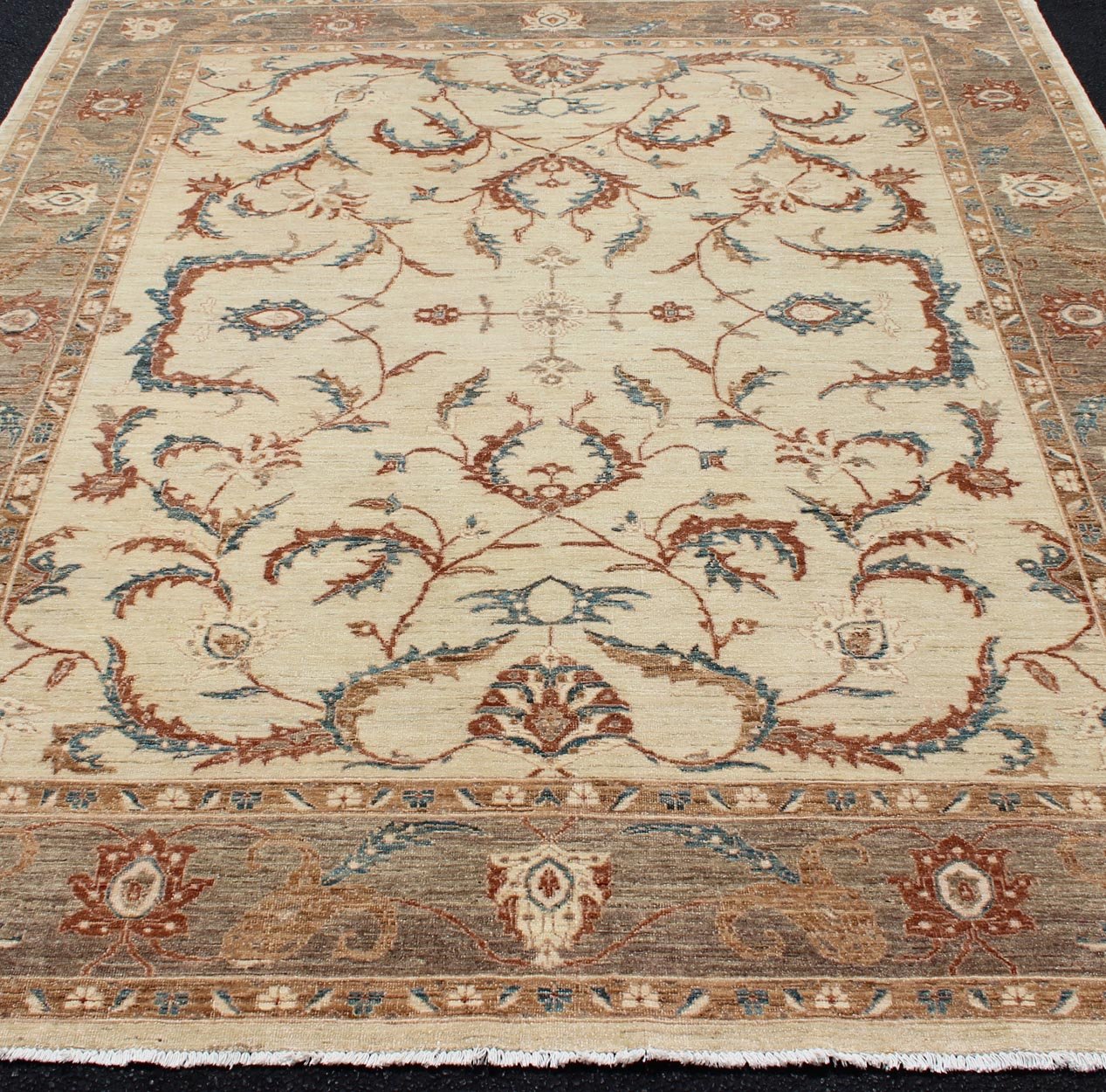 Tabriz design from Afghanistan with all - over floral design in taupe and cream. Keivan Woven Arts / rug DSP - BC11593, country of origin/ type: Afghanistan / Tabriz, late 20th century Measures: 8'1 x 9'8. This with a sophisticated, all - over design f... - Keivan Woven ArtsDSP - BC11593 - 4110Rug