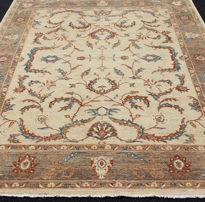 Tabriz design from Afghanistan with all - over floral design in taupe and cream. Keivan Woven Arts / rug DSP - BC11593, country of origin/ type: Afghanistan / Tabriz, late 20th century Measures: 8'1 x 9'8. This with a sophisticated, all - over design f... - Keivan Woven ArtsDSP - BC11593 - 4110Rug