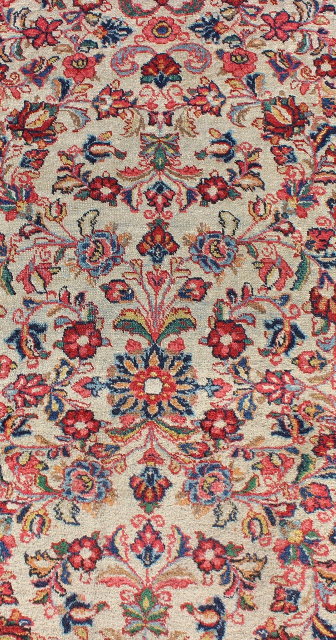 Vintage Persian Sarouk rugall - over floral design in rich red and ivory, rug dsp - ca4448, country of origin / type: Iran / Sarouk, circa 1930 This immaculately woven 1930s Farahan Sarouk rug represents the best in the world of Persian weaving. A s... - Keivan Woven ArtsDSP - CA4448 - 4349Rug