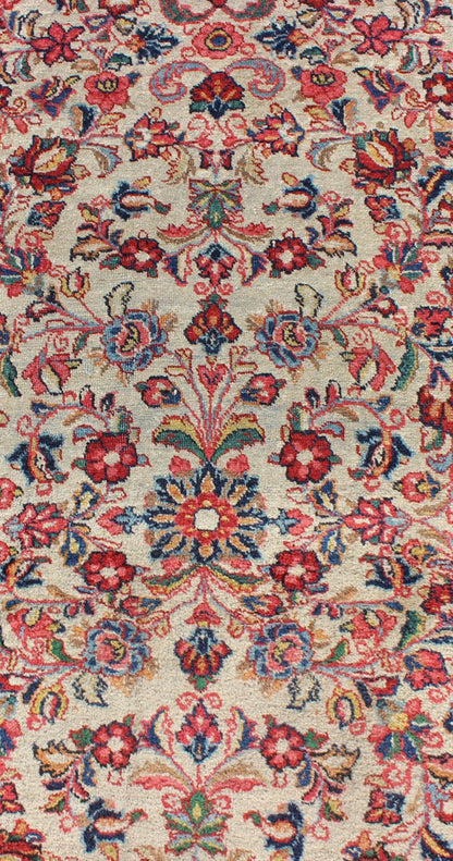Vintage Persian Sarouk rugall - over floral design in rich red and ivory, rug dsp - ca4448, country of origin / type: Iran / Sarouk, circa 1930 This immaculately woven 1930s Farahan Sarouk rug represents the best in the world of Persian weaving. A s... - Keivan Woven ArtsDSP - CA4448 - 4349Rug