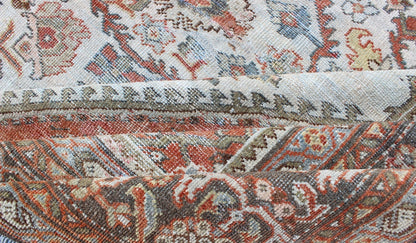 Antique Persian Sultanabad - Mahal Rug in Ivory, Terracotta, Light Blue, Charcoal kwarugs Antique Persian Sultanabad - Mahal rug with ivory, terracotta red, light blue, charcoal sub - Geometric floral design, rug dsp - ca878, country of origin / type: I... - Keivan Woven ArtsDSP - CA878 - 4116Rug