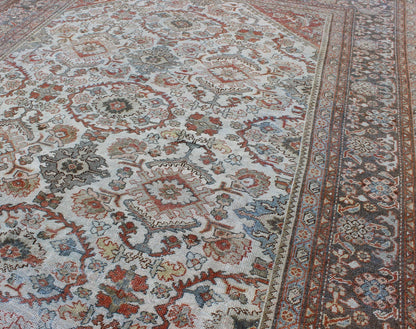 Antique Persian Sultanabad - Mahal Rug in Ivory, Terracotta, Light Blue, Charcoal kwarugs Antique Persian Sultanabad - Mahal rug with ivory, terracotta red, light blue, charcoal sub - Geometric floral design, rug dsp - ca878, country of origin / type: I... - Keivan Woven ArtsDSP - CA878 - 4116Rug