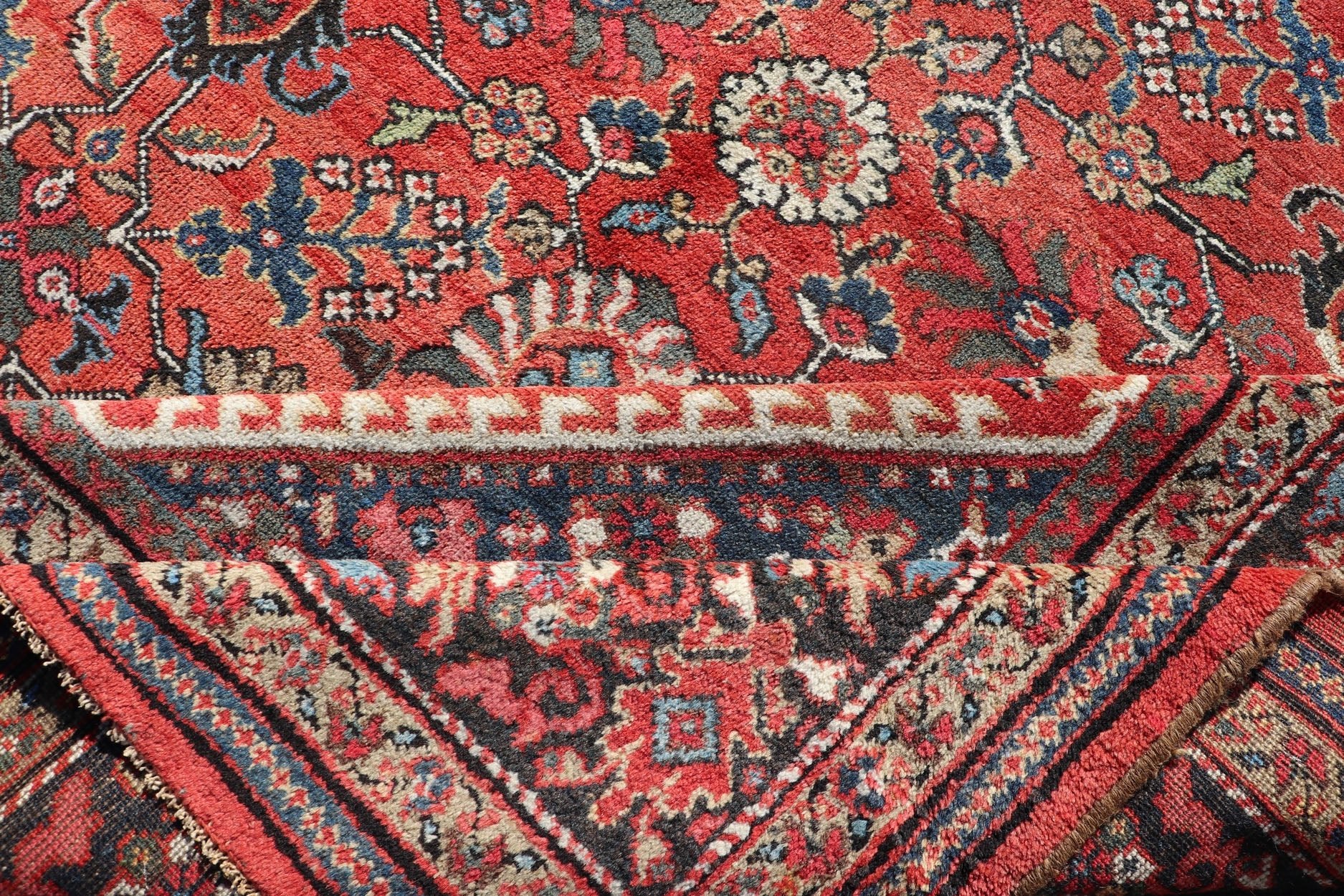 Antique Mahal Rug With All Over Design in Soft Red & Dark Brown Border. Antique Mahal rug with all over design in soft rust red multi colors, Keivan Woven Arts/rug/ DSP - R9818, country of origin / type: Iran / Sultanabad, circa early - 20th century ... - Keivan Woven ArtsDSP - R9818 - 4128Rug