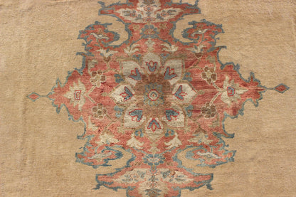 Antique Persian Ziegler Sultanabad Rug in Light Yellow Background with Salmon Color. Keivan Woven Arts / rug / E - 0702 / country of origin / type: Iran / Sultanabad, circa 1890's Measures: 91 x 115 This exquisite antique Ziegler Sultanabad carpet ... - Keivan Woven ArtsE - 0702 - 1811Rug