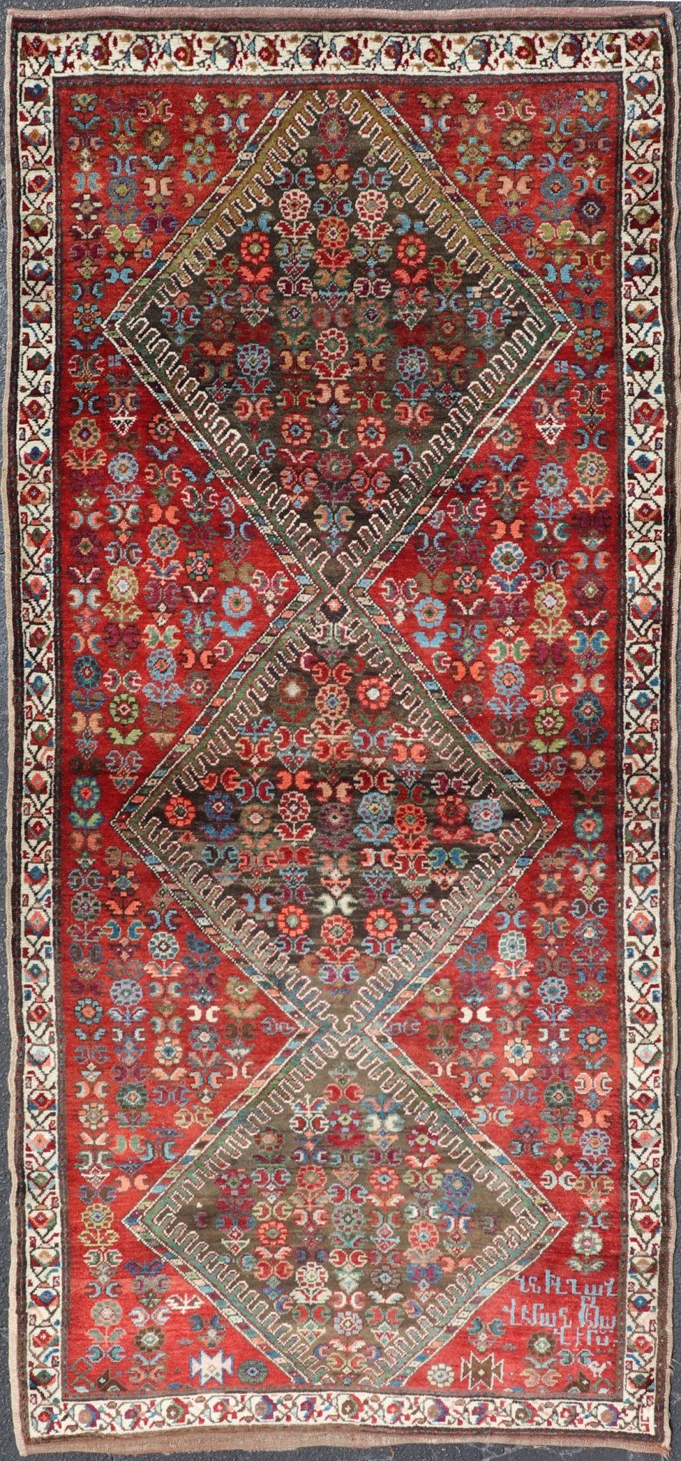 Colorful Antique Caucasian Karabagh With Tribal Design in Rich Jewel Colors Colorful jewel - toned antique Caucasian Karabagh runner with tribal design, rug E - 0704, country of origin / type: Caucasus / Karabagh, circa 1900. The field design of... - Keivan Woven ArtsE - 0704 - 1883Rug