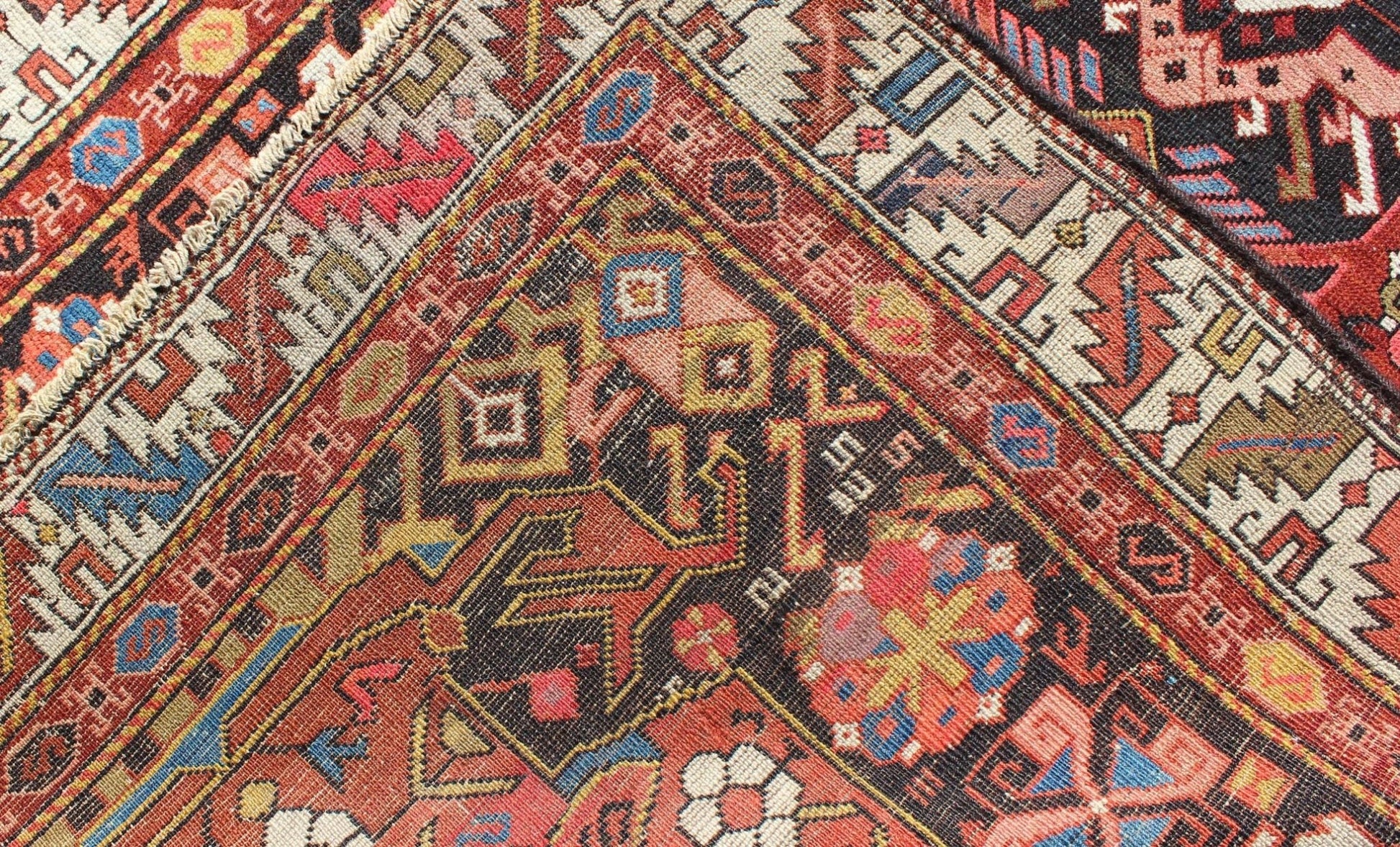 Antique Caucasian Karabagh Runner With Geometric Medallions in Jewel Tones. Keivan Woven Arts / rug E - 0706, country of origin / type: Caucus / Caucasian, circa 1870. Measures: 3'9 x 11'. This antique Karabagh rug displays an intricate design of f... - Keivan Woven ArtsE - 0706 - 1390Rug