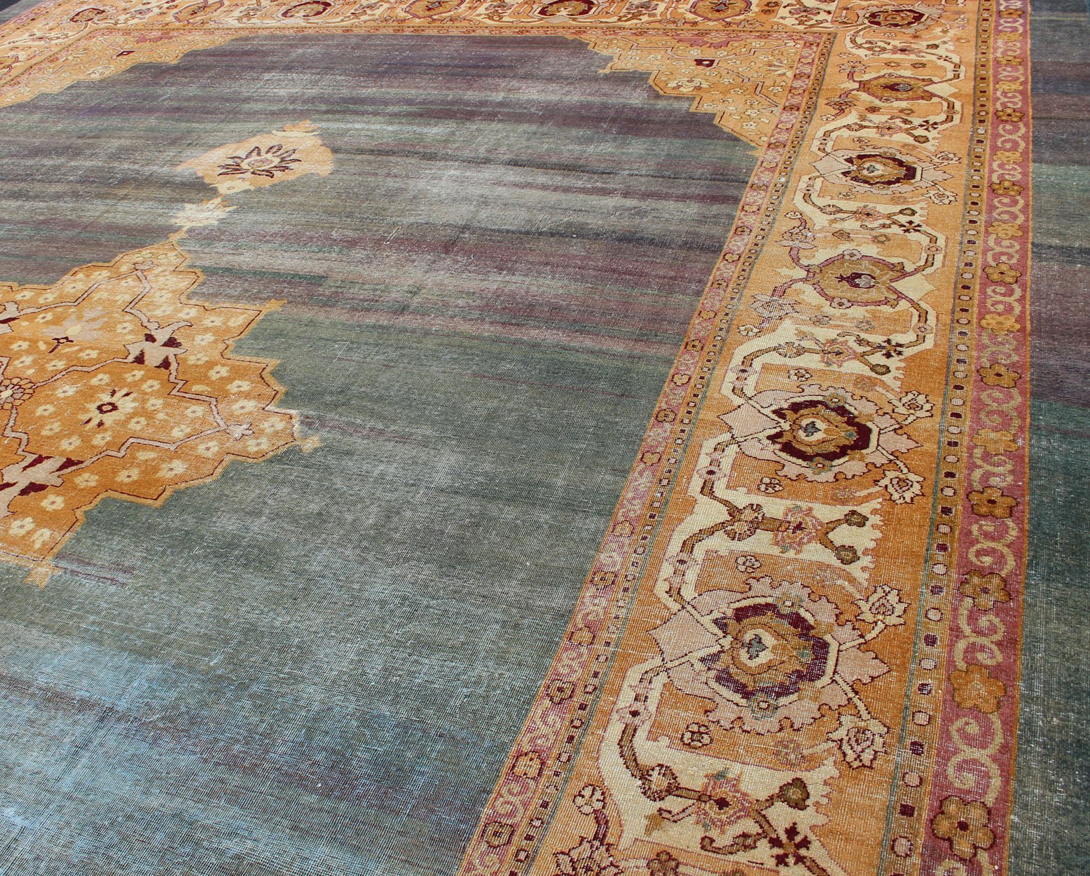 Antique Indian Agra rug intoxicating blue field and crown jewel medallion, antique crown jewel medallion, kwarugs / Keivan Woven Arts / E - 0907 / country of origin / type: Iran / Agra, circa 1900 Antique Agra, antique Amritsar. Measures: 12'11 x 17'1... - Keivan Woven ArtsE - 0907 - 361Rug