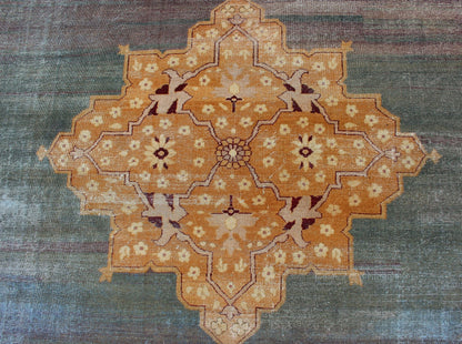 Antique Indian Agra rug intoxicating blue field and crown jewel medallion, antique crown jewel medallion, kwarugs / Keivan Woven Arts / E - 0907 / country of origin / type: Iran / Agra, circa 1900 Antique Agra, antique Amritsar. Measures: 12'11 x 17'1... - Keivan Woven ArtsE - 0907 - 361Rug