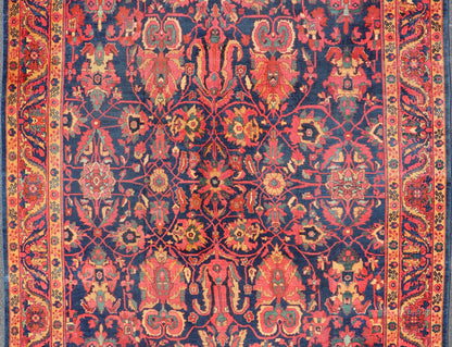 Antique Persian Sultanabad Rug With Large Scale Design in Blue, Red, and Gold. Keivan Woven Arts / rug / E - 0908, country of origin / type: Iran / Sultanabad, circa 1890. Measures: 11'3 x 13' This Persian Antique Sultanabad draws heavily from nat... - Keivan Woven ArtsE - 0908 - 487Rug