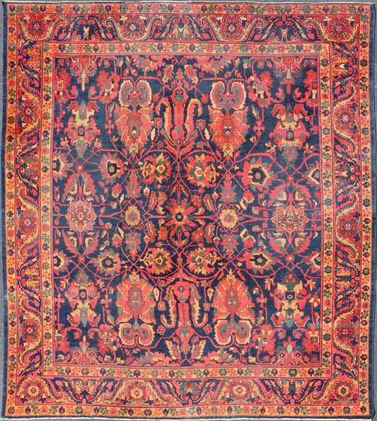 Antique Persian Sultanabad Rug With Large Scale Design in Blue, Red, and Gold. Keivan Woven Arts / rug / E - 0908, country of origin / type: Iran / Sultanabad, circa 1890. Measures: 11'3 x 13' This Persian Antique Sultanabad draws heavily from nat... - Keivan Woven ArtsE - 0908 - 487Rug