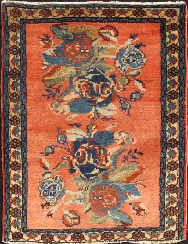 Antique Bakhtiar Carpet with Bouquets of Colorful Flowers in Coral Background Bouquets of Colorful Flowers in Red and yellow rug/E - 0912 origin/iran Keivan Woven Arts - Inspired by antique Caucasian Karabagh, this handwoven rug features a la... - Keivan Woven ArtsE - 0912 - 2329Rug