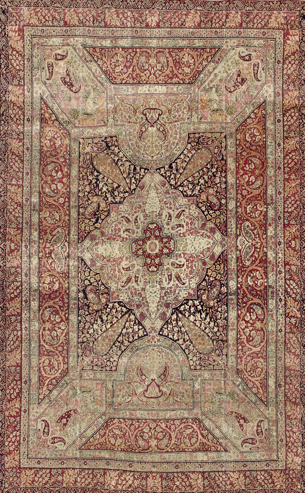 Large Antique Persian Lavar Kerman Large Rug with Incredible Details. Rug / E - 1210. Antique large Persian rug Antique Persian Lavar Kerman Large Rug with Intricate Details. This magnificent antique Lavar Kerman carpet is a stunning achievement... - Keivan Woven ArtsE - 1210 - 8645Rug