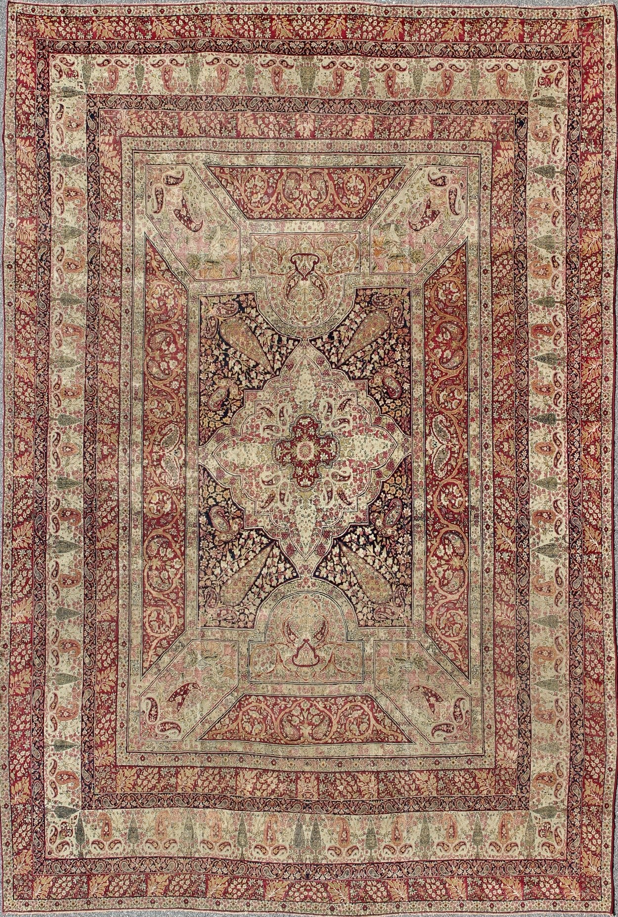 Large Antique Persian Lavar Kerman Large Rug with Incredible Details. Rug / E - 1210. Antique large Persian rug Antique Persian Lavar Kerman Large Rug with Intricate Details. This magnificent antique Lavar Kerman carpet is a stunning achievement... - Keivan Woven ArtsE - 1210 - 8645Rug