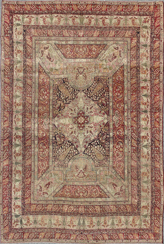 Large Antique Persian Lavar Kerman Large Rug with Incredible Details. Rug / E - 1210. Antique large Persian rug Antique Persian Lavar Kerman Large Rug with Intricate Details. This magnificent antique Lavar Kerman carpet is a stunning achievement... - Keivan Woven ArtsE - 1210 - 8645Rug