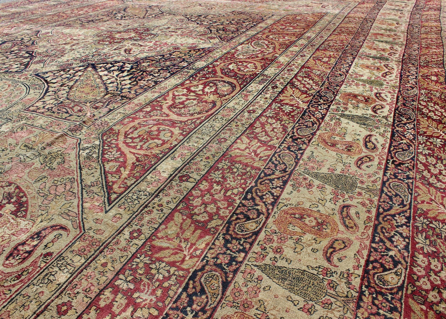 Large Antique Persian Lavar Kerman Large Rug with Incredible Details. Rug / E - 1210. Antique large Persian rug Antique Persian Lavar Kerman Large Rug with Intricate Details. This magnificent antique Lavar Kerman carpet is a stunning achievement... - Keivan Woven ArtsE - 1210 - 8645Rug