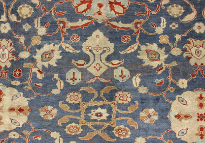Antique Sultanabad Ziegler Persian Rug with Purple Blue Background & Soft Coral Border. Antique Sultanabad Ziegler Persian Rug. Keivan Woven Arts / rug /E - 1211, country of origin / type: Iran / Sultanabad Ziegler , circa 1880. Measures: 8... - Keivan Woven ArtsE - 1211 - 687Rug