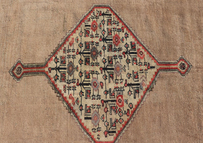 Geometric design Serab antique runner from Persia in multicolored Tones, rug EB - 200641, country of origin / type: Iran / Serab, circa 1910. This handwoven, antique Persian Serab rug features a central field imbued with an stretched medallion. A ... - Keivan Woven ArtsEB - 200641 - 12857Rug