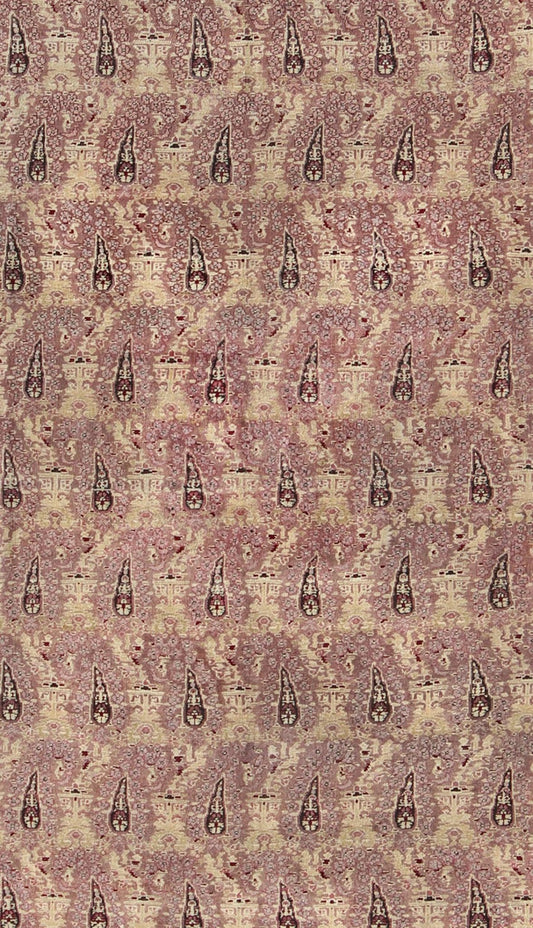 Antique Indian Amritsar rug with all - over Paisley pattern in ivory, pink, Lavender, purple, Cream, light yellow & red. Antique Indian Amritsar rug, Keivan Woven Arts/ rug/ EBD - 1001, country of origin / type: India / Amritsar, circa 1890 Measures... - Keivan Woven ArtsEBD - 1001 - 8761Rug