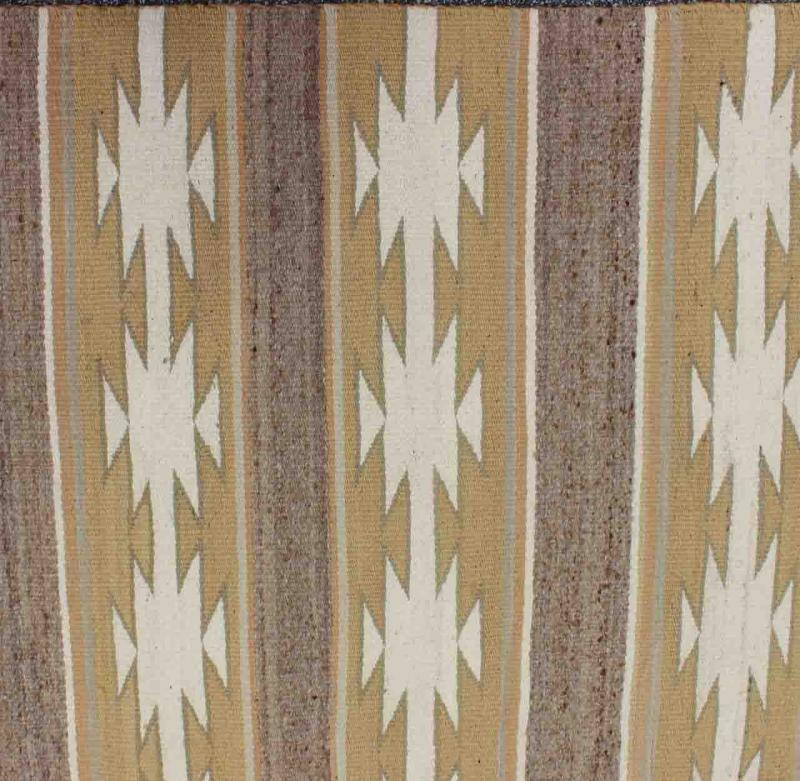 Vintage USA Navajo Flat - Weave in Earthy Tones 1950s American Navajo Kilim with geometric design in muted marigold, grey and ivory rug EBD - 1018, country of origin / type: America / Navajo, circa 1950 This intriguing antique Navajo Kilim, c... - Keivan Woven ArtsEBD - 1018 - 6556Rug