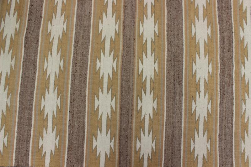 Vintage USA Navajo Flat - Weave in Earthy Tones 1950s American Navajo Kilim with geometric design in muted marigold, grey and ivory rug EBD - 1018, country of origin / type: America / Navajo, circa 1950 This intriguing antique Navajo Kilim, c... - Keivan Woven ArtsEBD - 1018 - 6556Rug