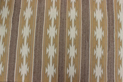 Vintage USA Navajo Flat - Weave in Earthy Tones 1950s American Navajo Kilim with geometric design in muted marigold, grey and ivory rug EBD - 1018, country of origin / type: America / Navajo, circa 1950 This intriguing antique Navajo Kilim, c... - Keivan Woven ArtsEBD - 1018 - 6556Rug
