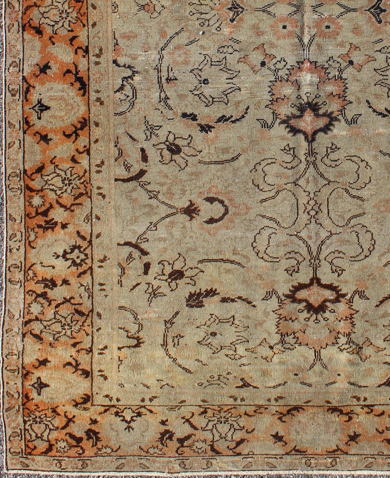 Floral Antique Fine Weave Turkish Sivas Rug With Neutral Color Palette and Pops of Color. Keivan Woven Arts / rug EL - 16369, country of origin / type: Turkey / Sivas, circa 1920 The design of this beautiful antique Oushak rug from early 20th century ... - Keivan Woven ArtsEL - 16369 - 1112Rug