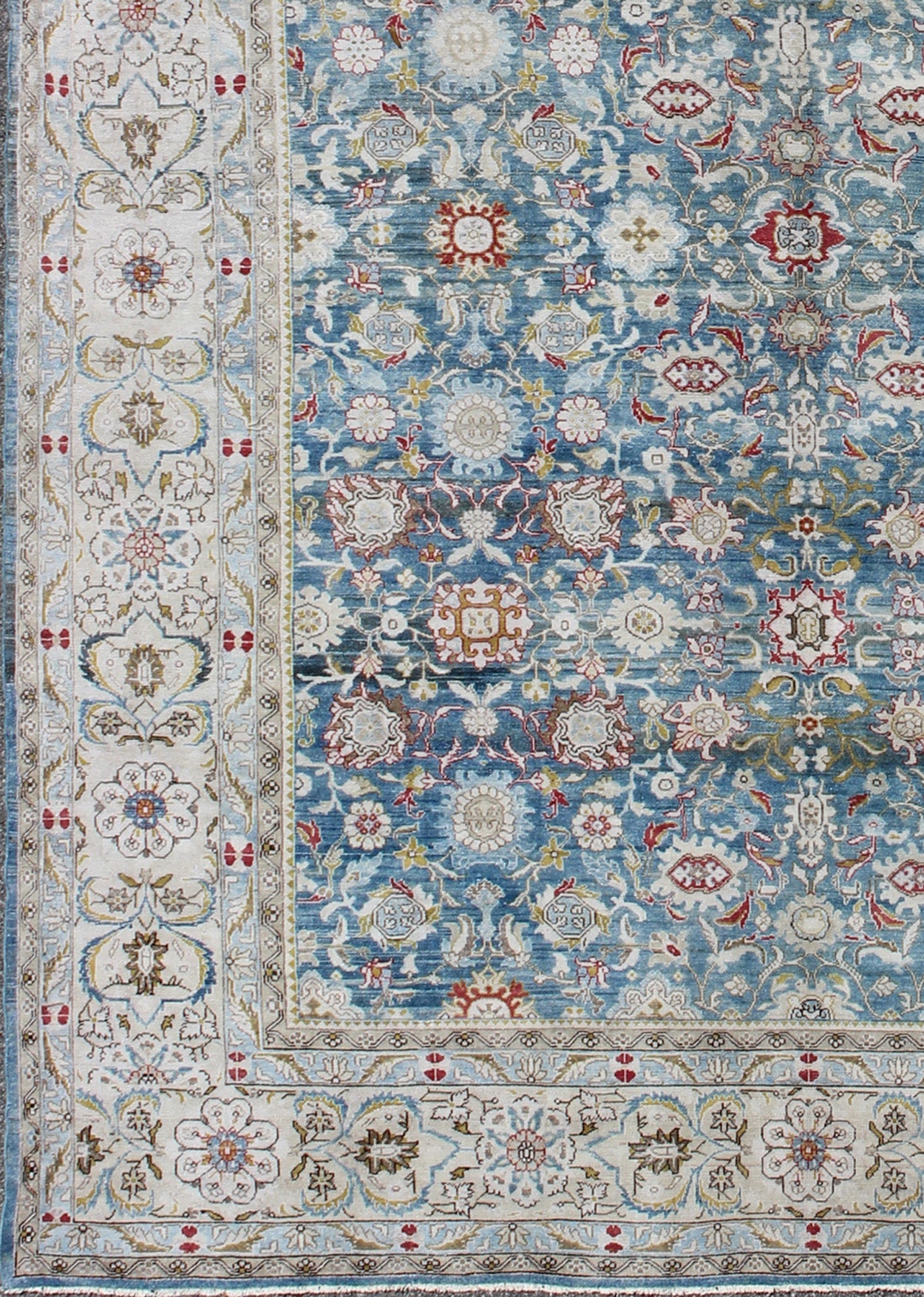 Colorful Large Antique Blue gray Background Persian Malayer Rug with All - Over Floral Pattern. Large antique blue background Persian Malayer rug with all - over floral pattern, kwarugs Keivan Woven Arts / EMA - 7500, country of origin / type: Iran / Ma... - Keivan Woven ArtsEMA - 7500 - 8821Rug