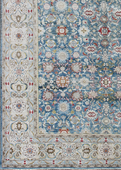Colorful Large Antique Blue gray Background Persian Malayer Rug with All - Over Floral Pattern. Large antique blue background Persian Malayer rug with all - over floral pattern, kwarugs Keivan Woven Arts / EMA - 7500, country of origin / type: Iran / Ma... - Keivan Woven ArtsEMA - 7500 - 8821Rug