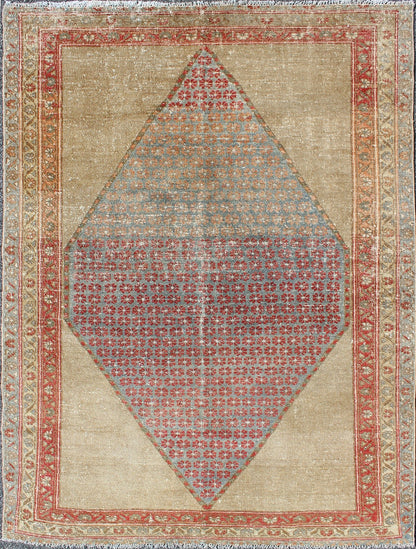 Diamond Medallion Antique Serab Persian Rug with Floral Borders kwarugs Diamond floral medallion antique Serab Persian rug with floral borders, rug ema - 7503, county of origin / type: Iran / Serab, circa 1900 This early 20th century antiqu... - Keivan Woven ArtsEMA - 7503 - 8787Rug