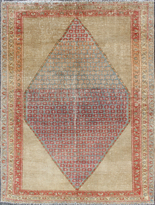 Diamond Medallion Antique Serab Persian Rug with Floral Borders kwarugs Diamond floral medallion antique Serab Persian rug with floral borders, rug ema - 7503, county of origin / type: Iran / Serab, circa 1900 This early 20th century antiqu... - Keivan Woven ArtsEMA - 7503 - 8787Rug