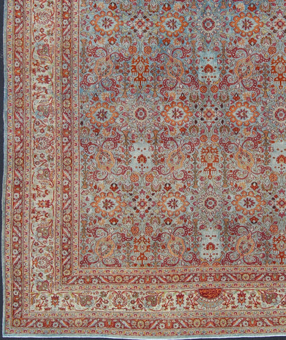 Ornate Floral Pattern Khorassan Antique Persian Rug in Burgundy & Gray Ornate floral pattern Khorassan antique Persian rug in burgundy and grey, rug ema - 7514, country of origin / type: Iran / Khorassan, circa 1920. This spectacular antiq... - Keivan Woven ArtsEMA - 7514 - 8797Rug
