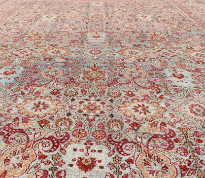 Ornate Floral Pattern Khorassan Antique Persian Rug in Burgundy & Gray Ornate floral pattern Khorassan antique Persian rug in burgundy and grey, rug ema - 7514, country of origin / type: Iran / Khorassan, circa 1920. This spectacular antiq... - Keivan Woven ArtsEMA - 7514 - 8797Rug