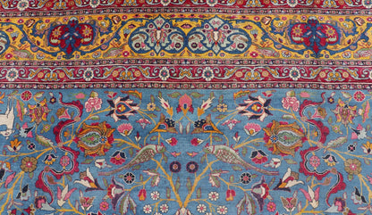 Antique Persian Tehran rug in beautiful Persianblue and saffron yellow. Keivan Woven Arts / rug EMA - 7515, country of origin / type: Iran / Tehran, circa 1920. Unique Persian Tehran rug. Colorful Persian Tehran in blue with floral design. Measures... - Keivan Woven ArtsEMA - 7515 - 8611Rug