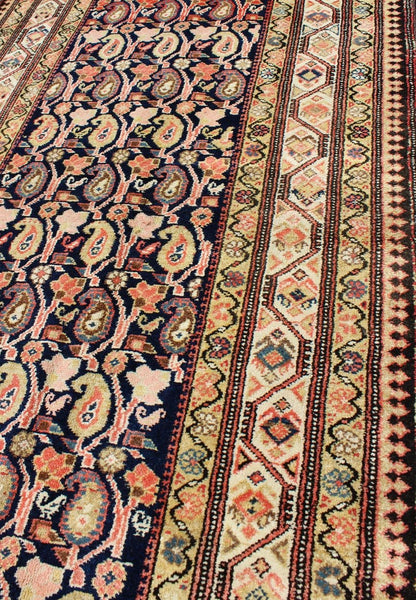 Paisley Design Antique Persian Malayer Runner in Dark and Light Tones Onyx, Nude, and Peach Malayer Runner Antique from Persia with All - Over Paisley Motifs, rug ema - 7519, country of origin / type: Iran / Malayer, circa 1910 This antique P... - Keivan Woven ArtsEMA - 7519 - 8996Rug