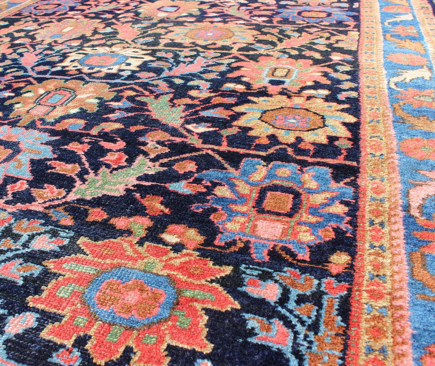Pastel colored Persian Hamedan antique rug with large floral motifs, rug ema - 7526, country of origin / type: Iran / Hamadan, circa 1910 This beautiful antique early 20th century Persian Hamadan carpet features an all - over design of repeating lar... - Keivan Woven ArtsEMA - 7526 - 9258Rug
