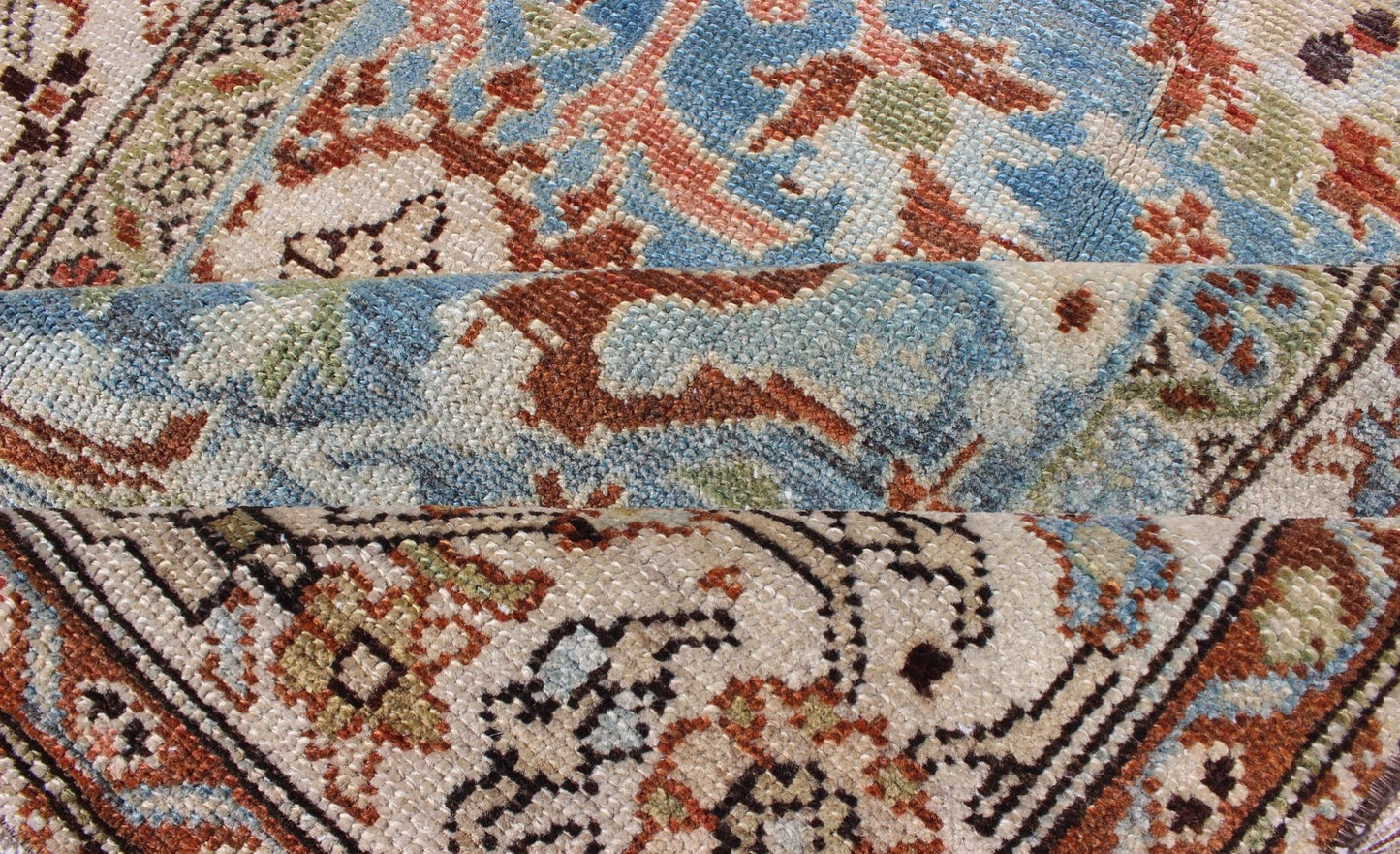 Intricate Floral Design Antique Persian Malayer Runner in Blue, Ivory, Peach Malayer Persian Antique Runner with All - Over Floral Design in Multi - colors, rug ema - 7530, country of origin / type: Iran / Malayer, circa 1900 This antique Persi... - Keivan Woven ArtsEMA - 7530 - 9342Rug