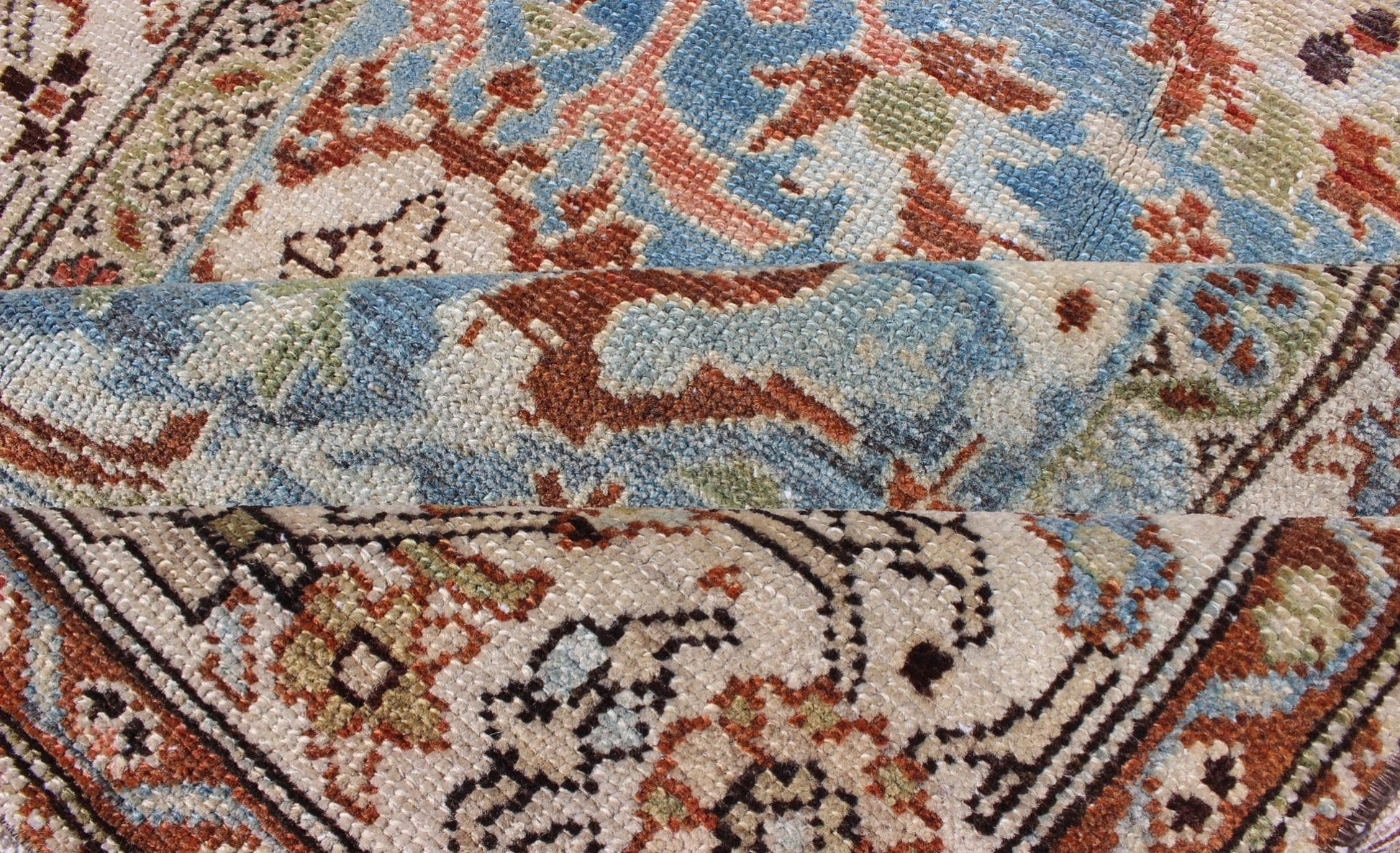 Intricate Floral Design Antique Persian Malayer Runner in Blue, Ivory, Peach Malayer Persian Antique Runner with All - Over Floral Design in Multi - colors, rug ema - 7530, country of origin / type: Iran / Malayer, circa 1900 This antique Persi... - Keivan Woven ArtsEMA - 7530 - 9342Rug
