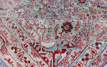 Antique Persian Tabriz Rug With All - Over Geometric Design in Light Blue and Rose Red kwarugs Light blue and red Persian Tabriz rug antique sub floral and geometric design, Keivan Woven Arts / rug ema - 7538, country of origin / type: Iran / Tabriz... - Keivan Woven ArtsEMA - 7538 - 9544Rug